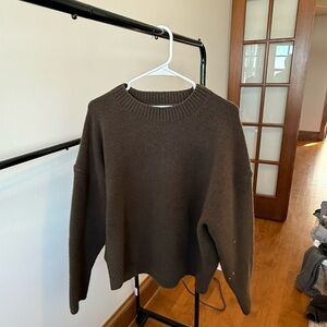Zara Dark Brown Crew Neck Sweater
